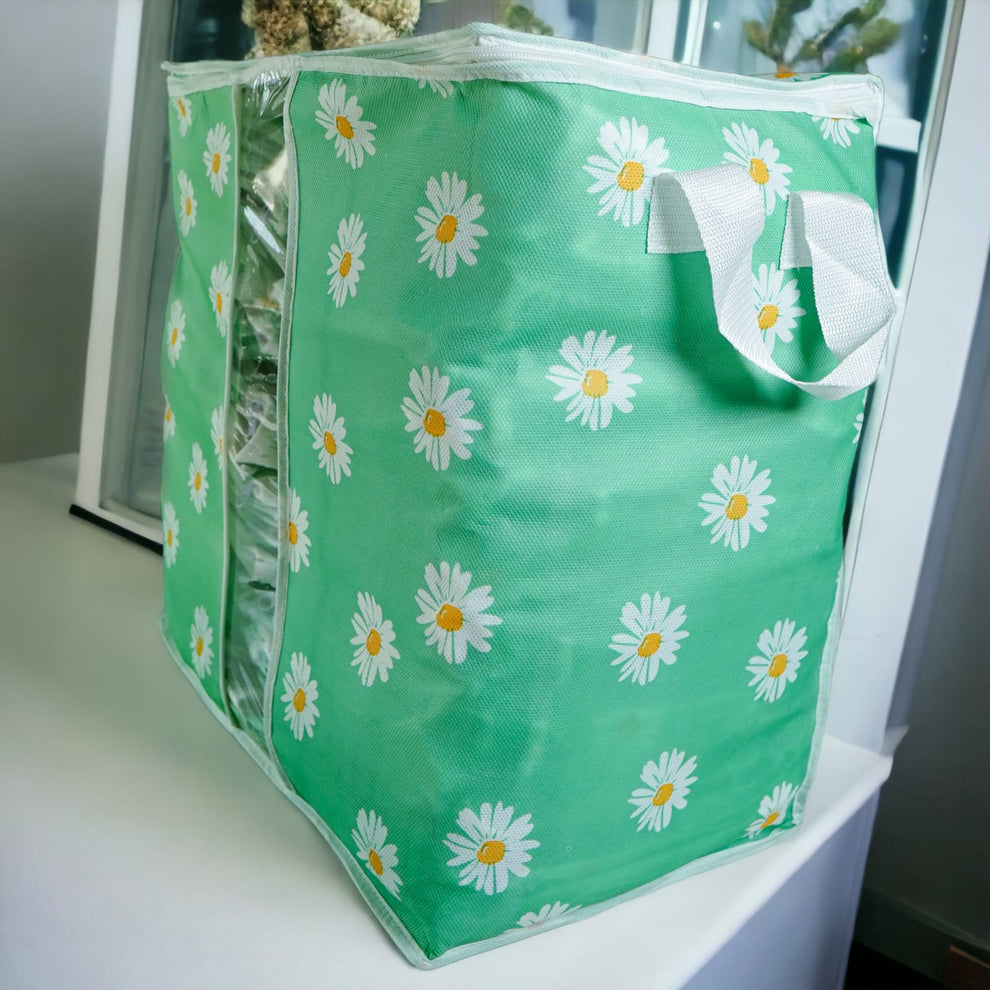 Printed Multipurpose Storage Bag, Storage Bags With Handles, Non Woven Floral Print Storage Organizer, Closet Organizer Printed Multipurpose Storage Bag, Storage Bags With Handles, Non Woven Floral Print Storage Organizer, Closet Organizer
